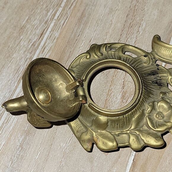 Vintage Italian Inkwell bird art nouveau brass - Picture 7 of 12